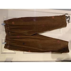 Urban Outfitters Corduroy Brown Pants with Embroidered Flowers Size M